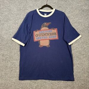 Guinness Shirt Mens XXL 2XL Blue Penguin Graphic Tshirt Crewneck Beer Draught